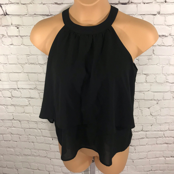 Paper Crane Tops - Paper Crane Black Chandelier Blouse Size M
